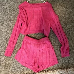 Matching knit hot pink set